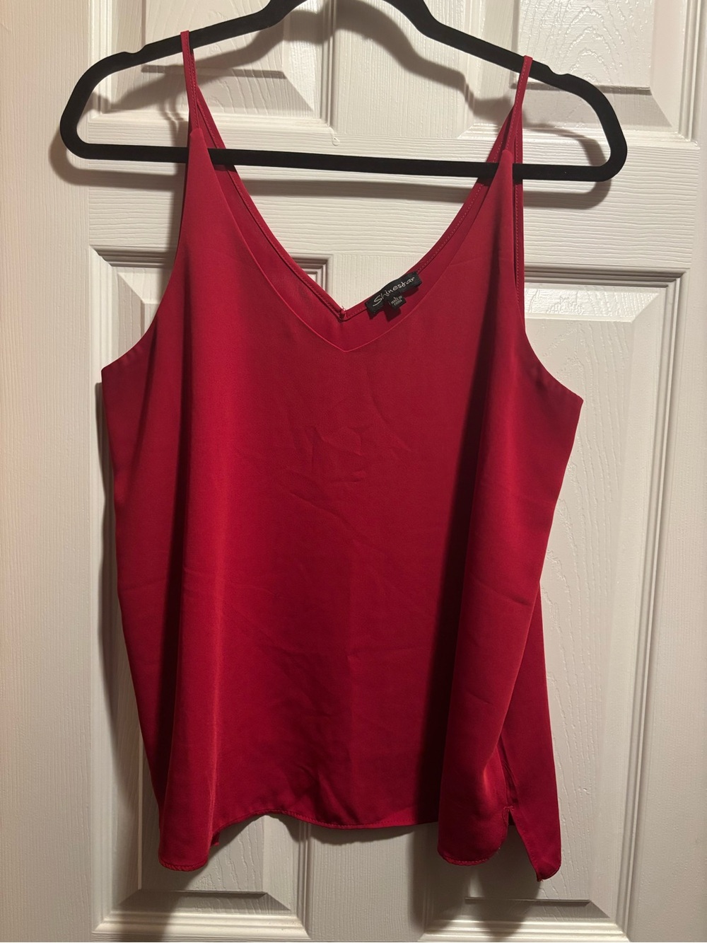 Shinestar Red V-Neck Satin Cami